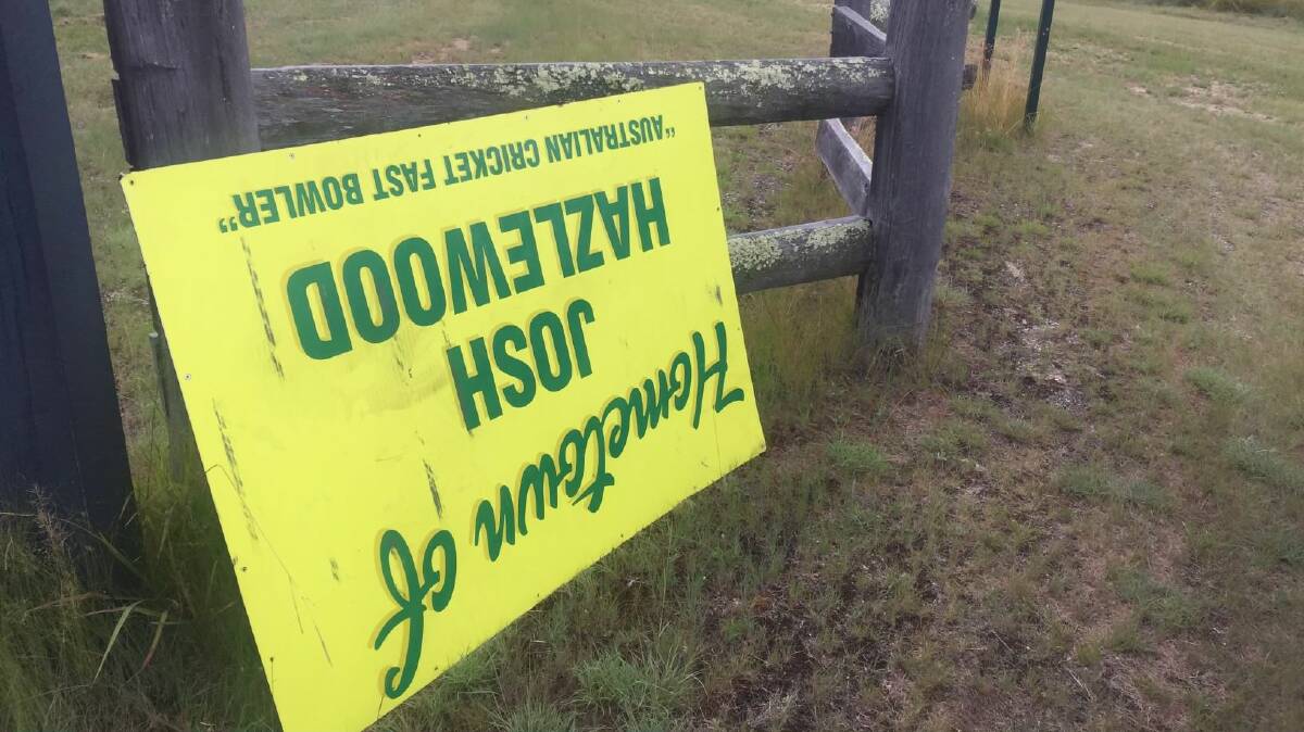 RETURNED: The 'Hometown of Josh Hazlewood' sign has been returned to Bendemeer. Photo: Supplied