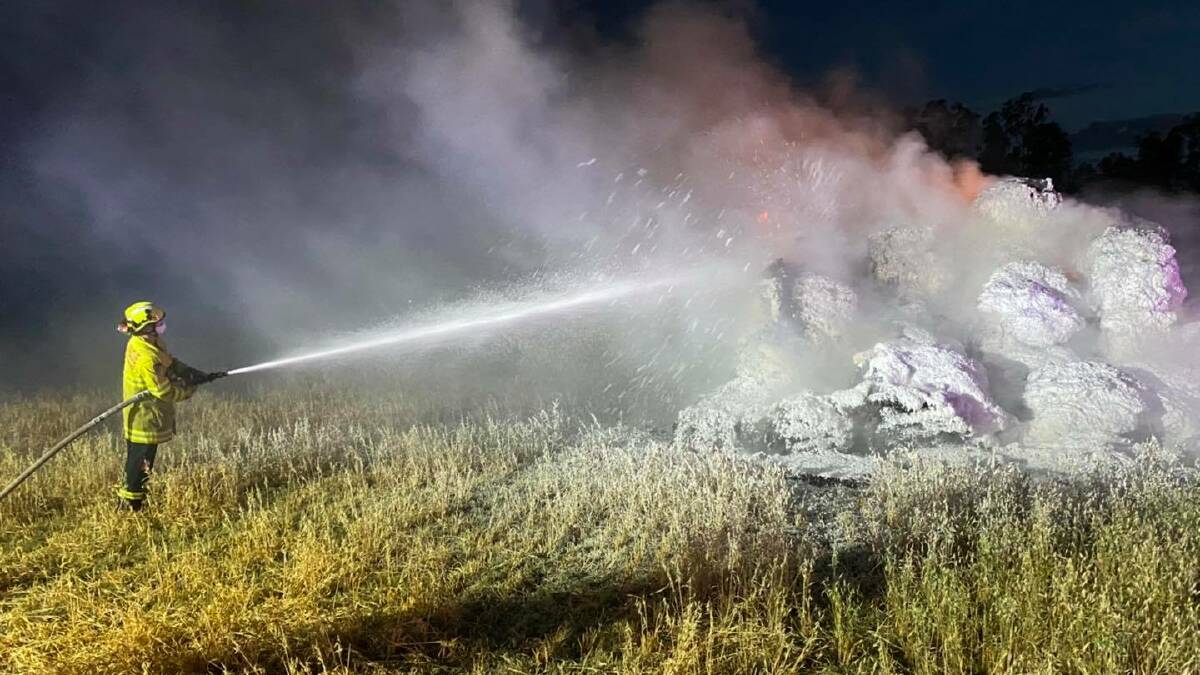 ABLAZE: Firefighters responded to a hay stack fire at Westdale in the early hours of Monday morning. Photo: Tamworth FRNSW
