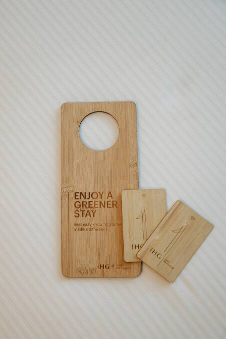Room cards and door hangers are made from bamboo, not plastic, to help create a greener environment within the hotel. Picture JP Creative