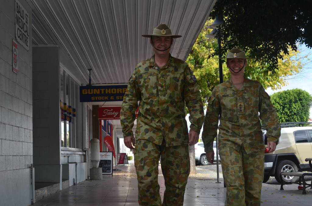 Major John Venz, the Exercise Saunders Contingent Commander and Captain Stacey Ogilvie, the Training Development Officer dropped by Moree on Tuesday.