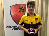 Well-earned: Archie McMaster with one of his many awards from the Central North Cricket presentation night on Saturday. Photo: Central North Cricket/Facebook.