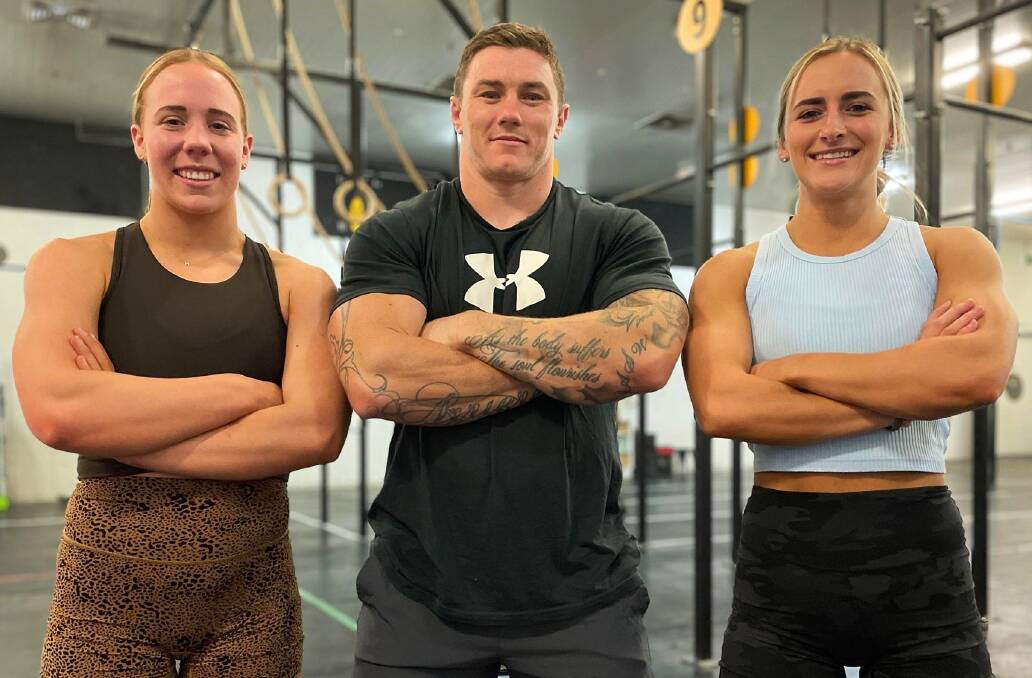 (From left) Maisie Wilde, Jake Douglas, and Georgia Pryer are all in the midst of an intense training bloc ahead of the CrossFit Games semi-finals in the coming weeks. Picture by Zac Lowe.