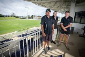 (From left) Adam McMahon, James Cooper and Riley Leonard at Scully Park. Picture by Peter Hardin. 
