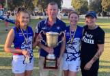(From left) Kelly, Mark, Laura, and Nerieda Ewington stand together after the Gunnedah women's premiership win in 2023. Picture supplied.