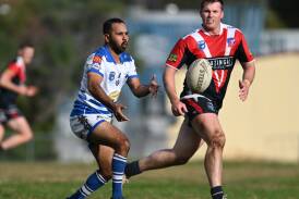 Jamie Sampson scored two tries for Moree during their 16-point win over the Kootingal-Moonbi Roosters on Saturday. Picture by Gareth Gardner.
