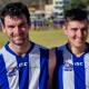 Sweet send-off: James Vallender (left) and Cody Tsaousis played their last game for the Tamworth Kangaroos today and were warmly farewelled by the club. Photo: Zac Lowe.