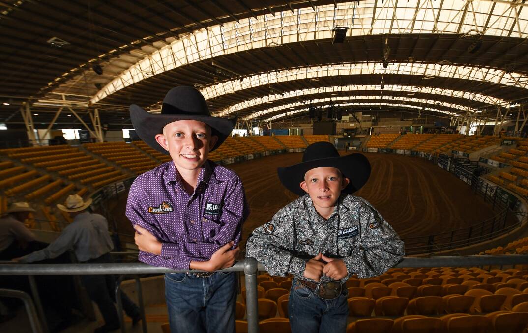 Bryce (left) and Colby Clark have relished the chance to show off their rodeo skills on the biggest stage of their burgeoning careers in Tamworth over the last week. Picture by Gareth Gardner. 
