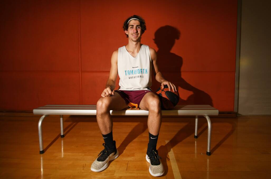 Happy place: Bailey Keech has benefited from his father's advice and hopes to push his basketball ambitions as far as possible in 2022. Photo: Gareth Gardner. 