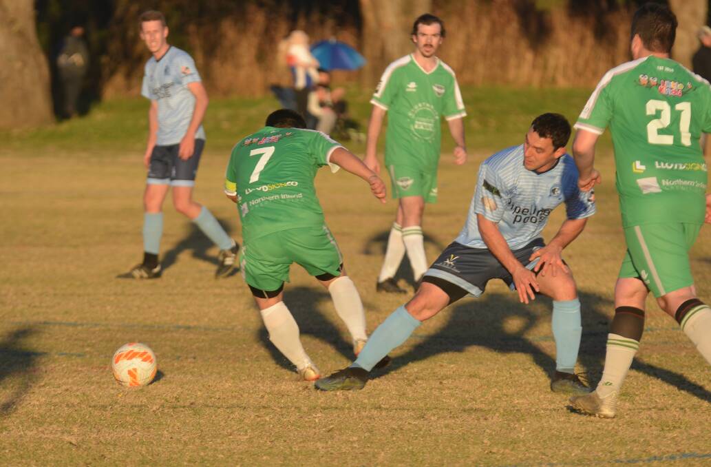 Tripped up: The Hillvue Rovers were unable to overcome Tamworth FC on Saturday, despite some positive moments. Photo: Zac Lowe.