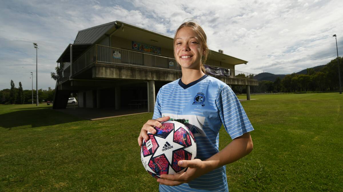 Young talent: Violet Nicholson has had her talent for soccer recognised by Northern NSW Football, who she will represent in two tournaments this week. Photo: Gareth Gardner. 