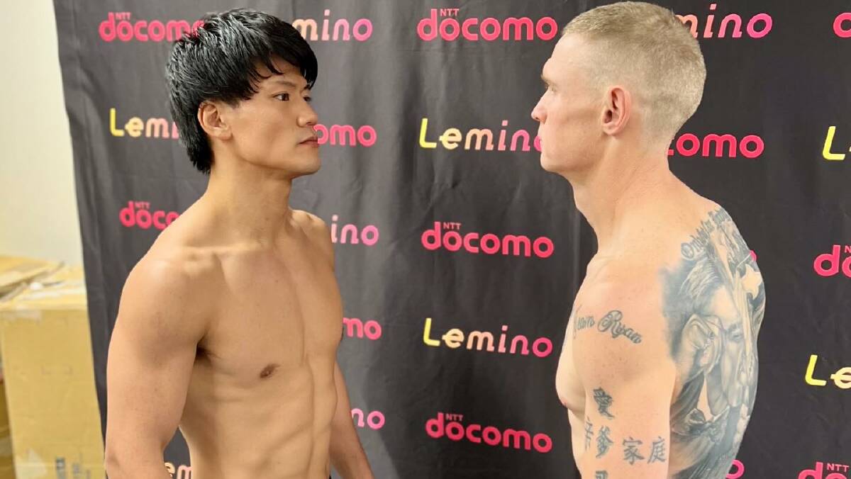 Inoue (left) and Ryan face off after the weigh-ins for their fight with two titles on the line. Picture from Wade Ryan Facebook. 