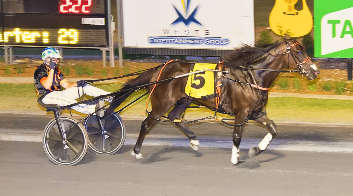  I Break The Line and reinsman Josh Gallagher storm their way to a win in the big race. Picture by PeterMac Photography.