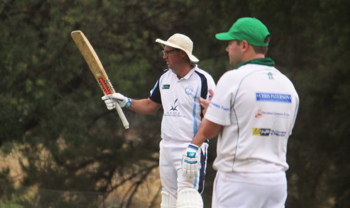 South Tamworth captain, Chris Skilton, acknowledges his half-century late in the day. Picture by Zac Lowe.