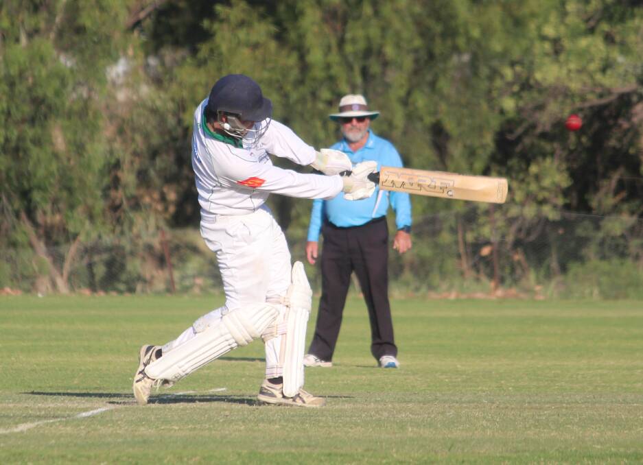 Barton hammers the ball down the ground during his valiant half-century on Saturday. Picture by Zac Lowe.