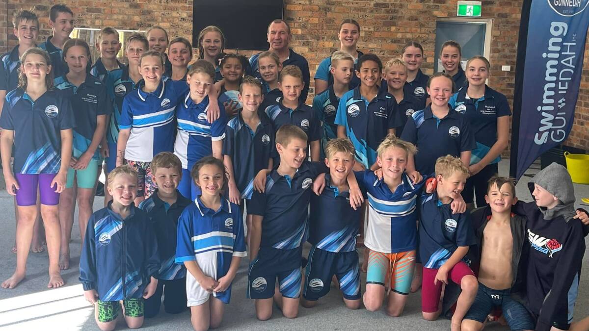 Big team: The Swimming Gunnedah team which competed on Sunday at their home short course carnival, the first for three years. Photo: Swimming Gunnedah Inc Facebook.