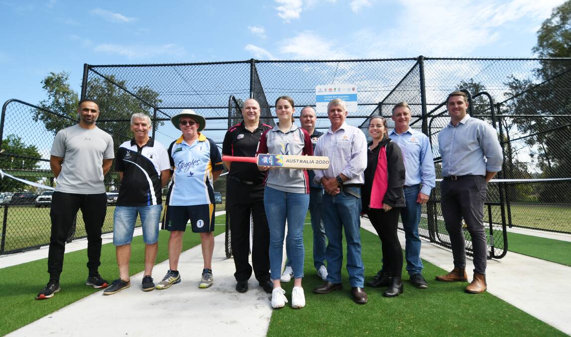 Grand unveiling: Local cricket representatives were joined by Tamworth council representatives and Cricket NSW staff to open the new training nets at Riverside 3. Photo: Gareth Gardner 061121GGB01