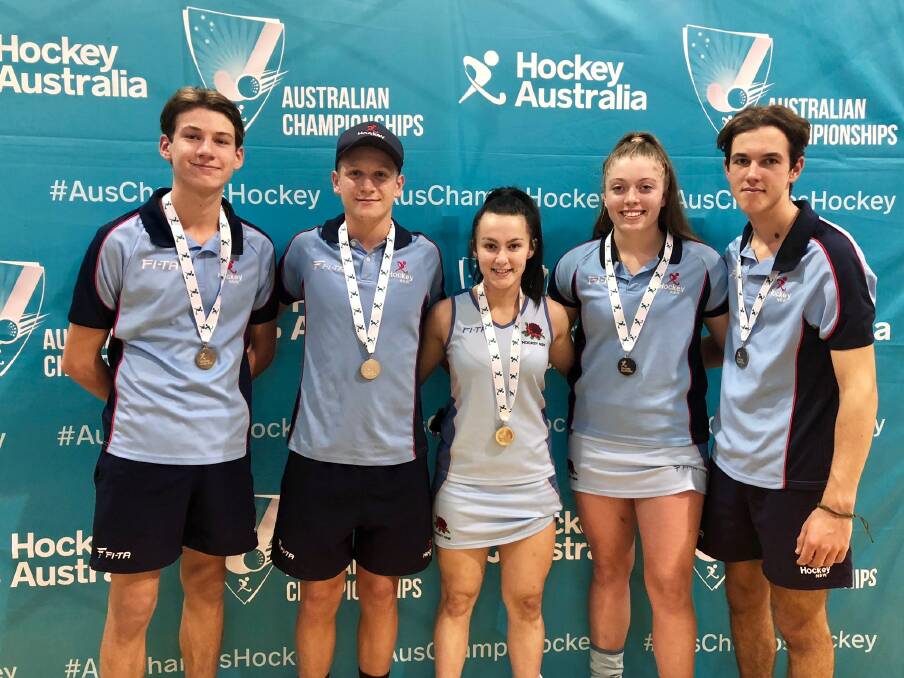 Silver lining: It was silver allround for our northern under-15s contingent (L-R) Nick O'Connor, Tyler McCann, Amber Witney, Chelsea Thornton and Rohan Lawrence at the Australian Indoor Hockey Festival.