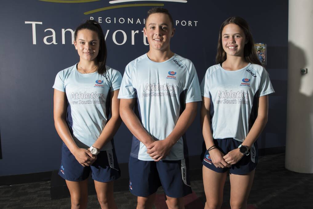PROSPECTS: Tamworth’s Emma Klasen and Mitchell Henderson, and Quirindi’s Lacie Quigley are set to compete at the School Sport Australia Track and Field Championships.