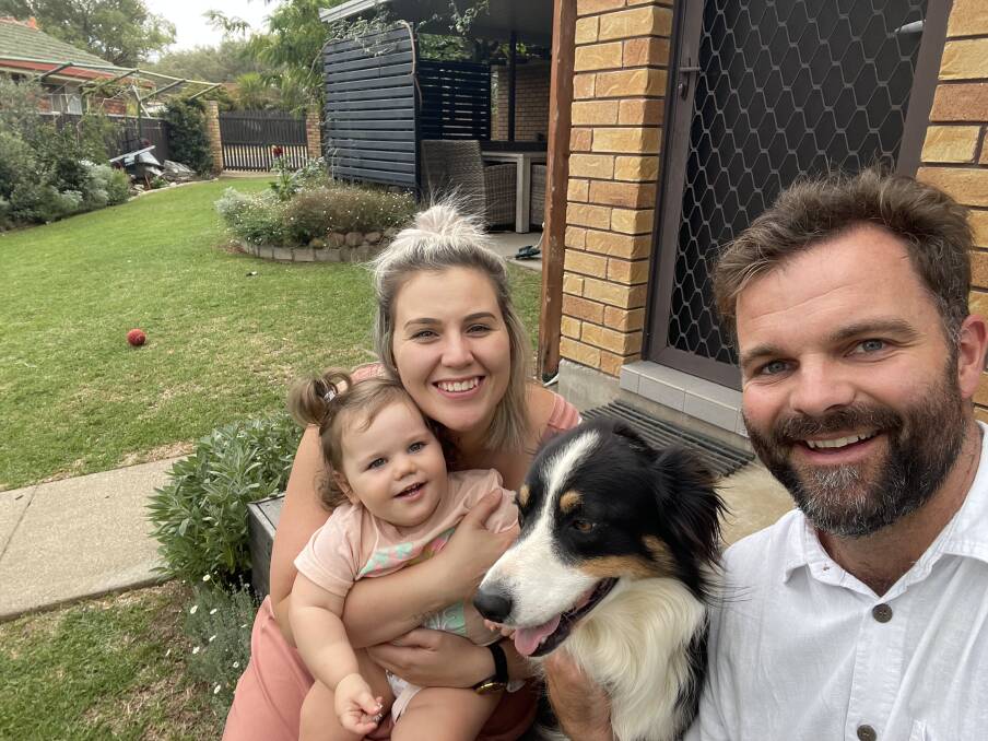 Family portrait: Smith with wife Kate, daughter Eadie and pet dog Tarwyn. Picture Supplied.