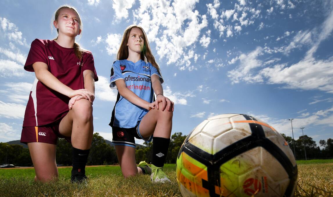 Dynamic duo: After kicking plenty of goals in 2018, young soccer dynamos Jessica and Emma James are preparing for an even bigger 2019. Photo: Gareth Gardner. 1401GGA01