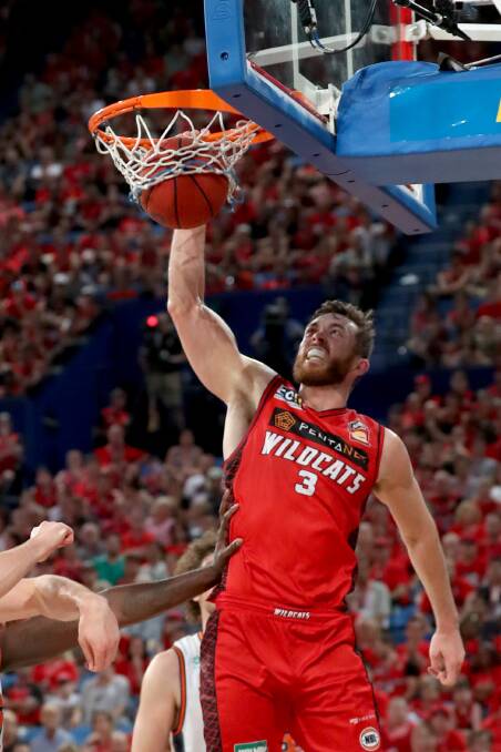 Slam dunk: Nick Kay is looking forward to hitting the NBL finals court again. His Perth Wildcats side host the Brisbane Bullets on Thursday night in game one of the semi-final series. Photo: AAP Image