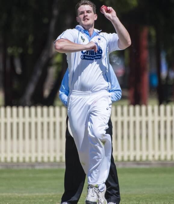 On the money: Daniel Bryant was one of seven wicket-takers for Old Boys on Saturday as they successfully defended 367. Photo: Peter Hardin 261116PHC165.