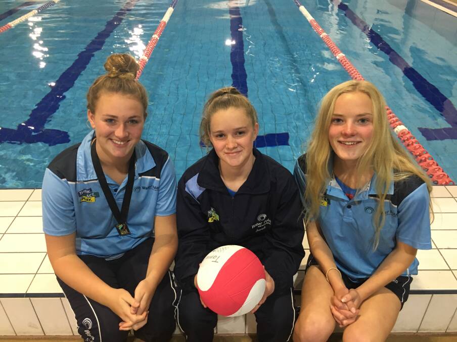 Pool of talent: (L-R) Mikayla Gross, Sarah Hofman and Bianca Watson are just back from playing in the Pan Pacific Youth Water Polo Festival.