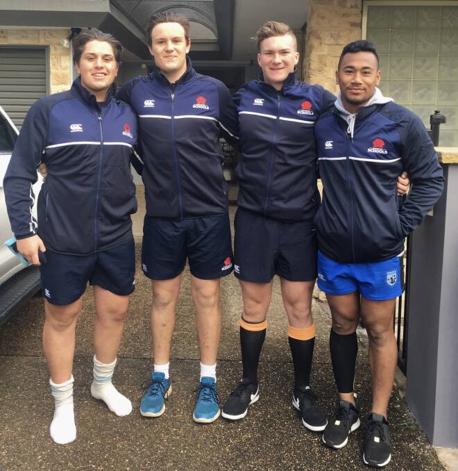 O'Reilly (second from right) with housemates for the week whilst training at Barker College Archer Holz - Lightning Ridge (The Kings School), Tom Hooper - Bathurst (St Stanislaus’ College) and Faiva Faiva - Campbelltown (Campbelltown PAHS)