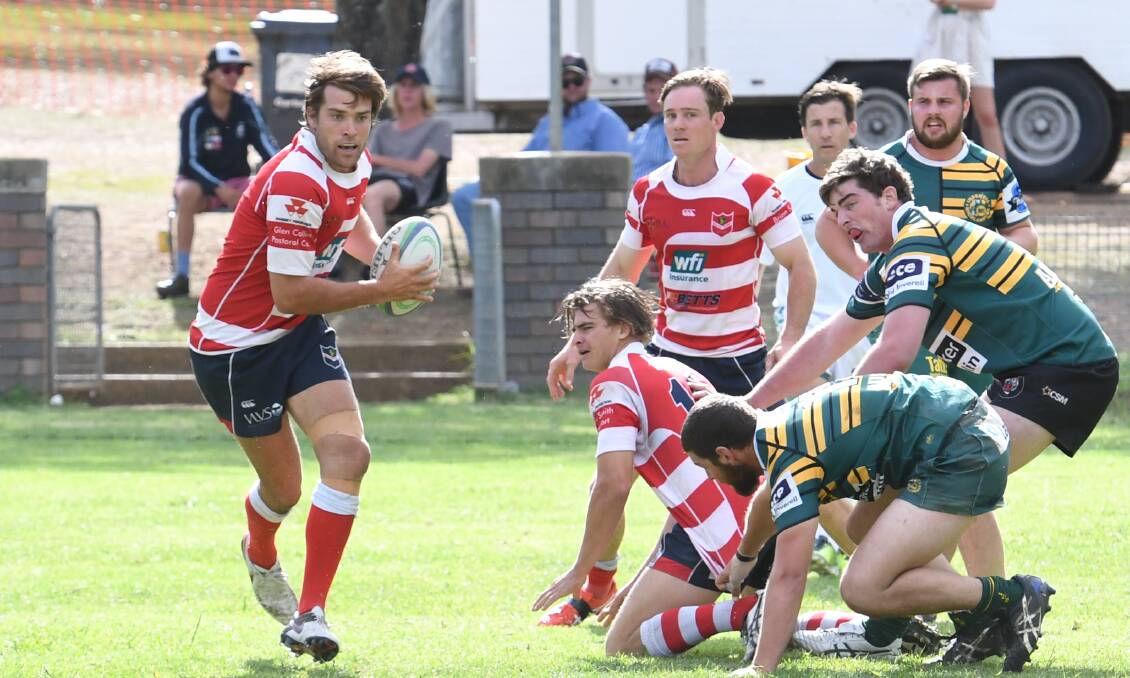 Solid performer: Henry King, pictured here in the Armidale Knockout final, was one of Walcha's try-scorers in their bonus point win over Moree.