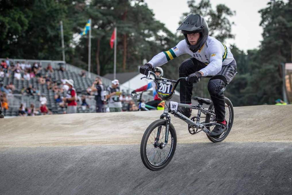 Proud moment: Davis in action for Australia at last year's World Championships. He was hoping to make the team again for this year's titles but they have been cancelled at this stage due to the coronavirus pandemic. Photo: Supplied