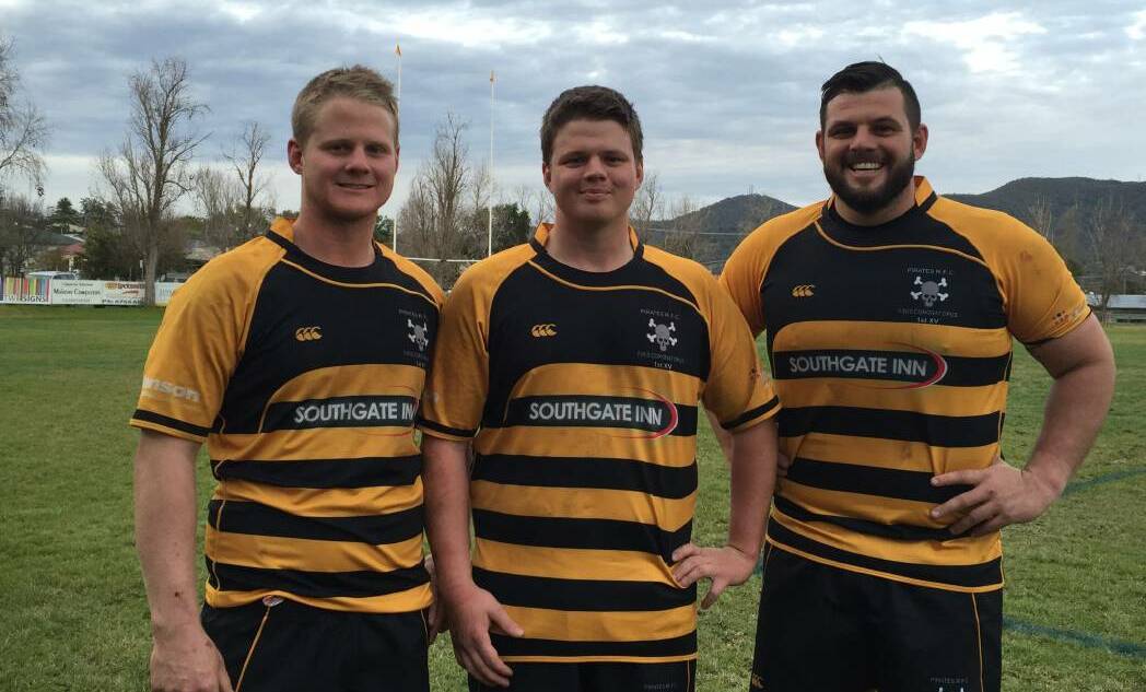 Collins with brothers Sam (left) and Tim (middle) during the 2016 season - their first for Pirates together.