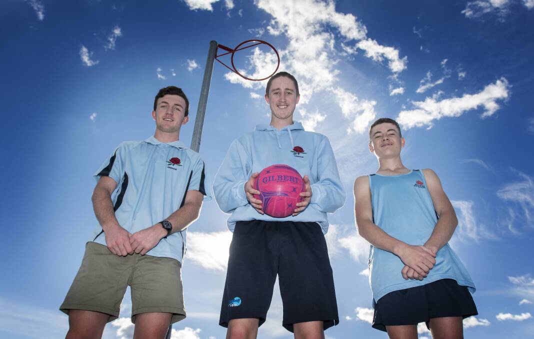 Terrific trio: Zac McNeill, Brody Blackett-Gregg and Adam Stackman will suit up for NSW at the Australian Mens & Mixed Netball Championship. Photo: Peter Hardin 160419PHD005