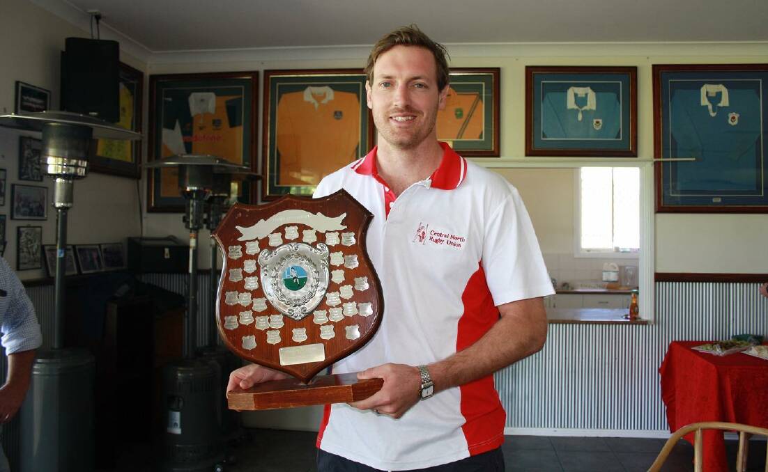 Well-deserved: Daniel Kahl received the Prime Television Trophy for Services to Rugby. Photo: Narrabri Blue Boars Facebook