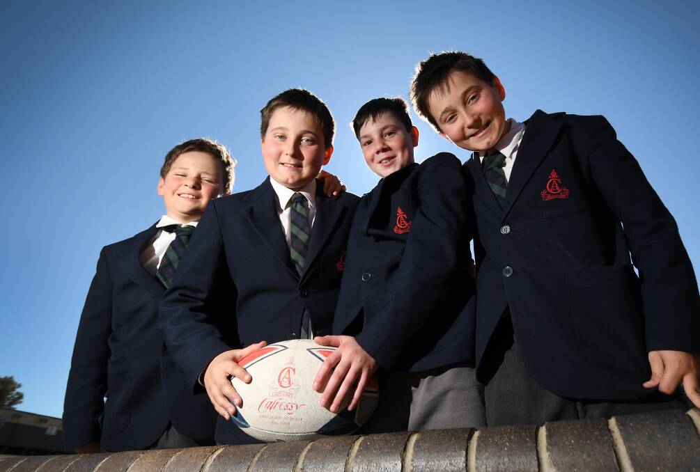 Adventure awaits: Calrossy's Lachlan McEvoy, Harrison Nichols, Brad MacDonald and Billy Nichols are headed to Japan to play rugby and experience the culture. Photo: Gareth Gardner