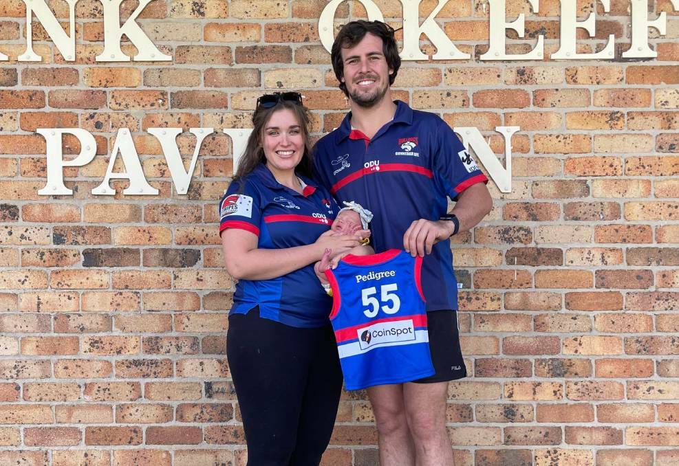 Jakob Vearing, pictured here with partner Maddi Wright, and new daughter, Tilly last year, will again coach the Gunnedah women's side in 2023. Picture Supplied
