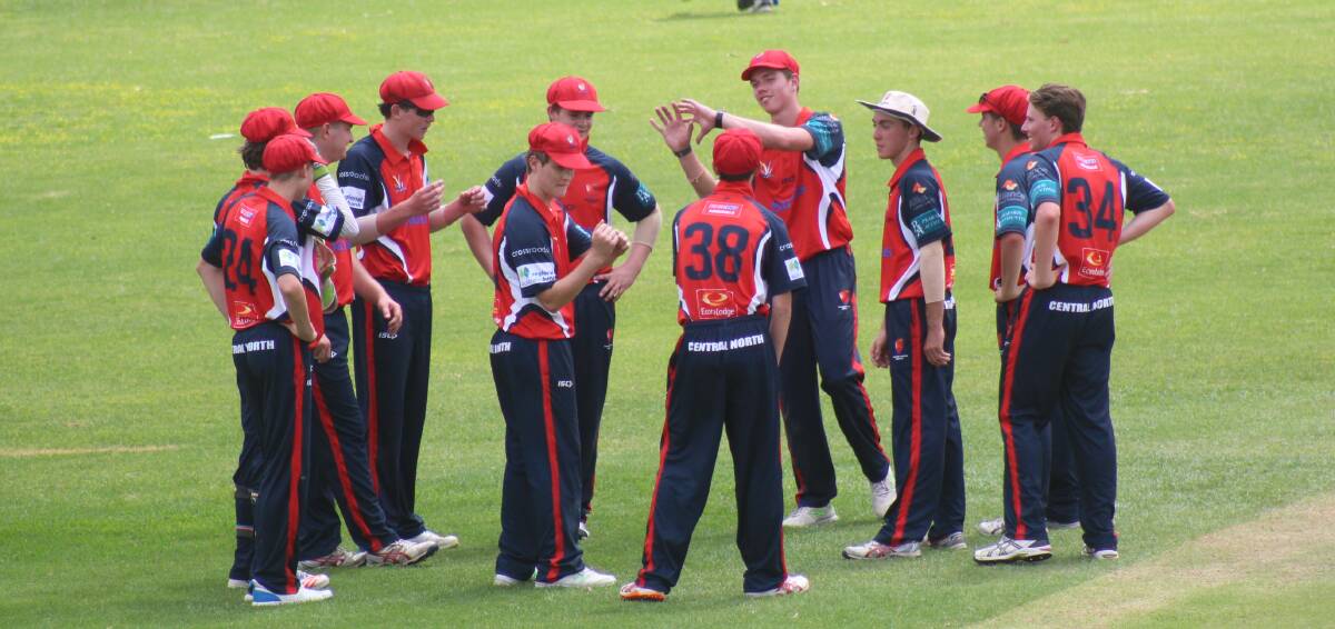 Central North celebrate another Western wicket. Photo: North West Courier