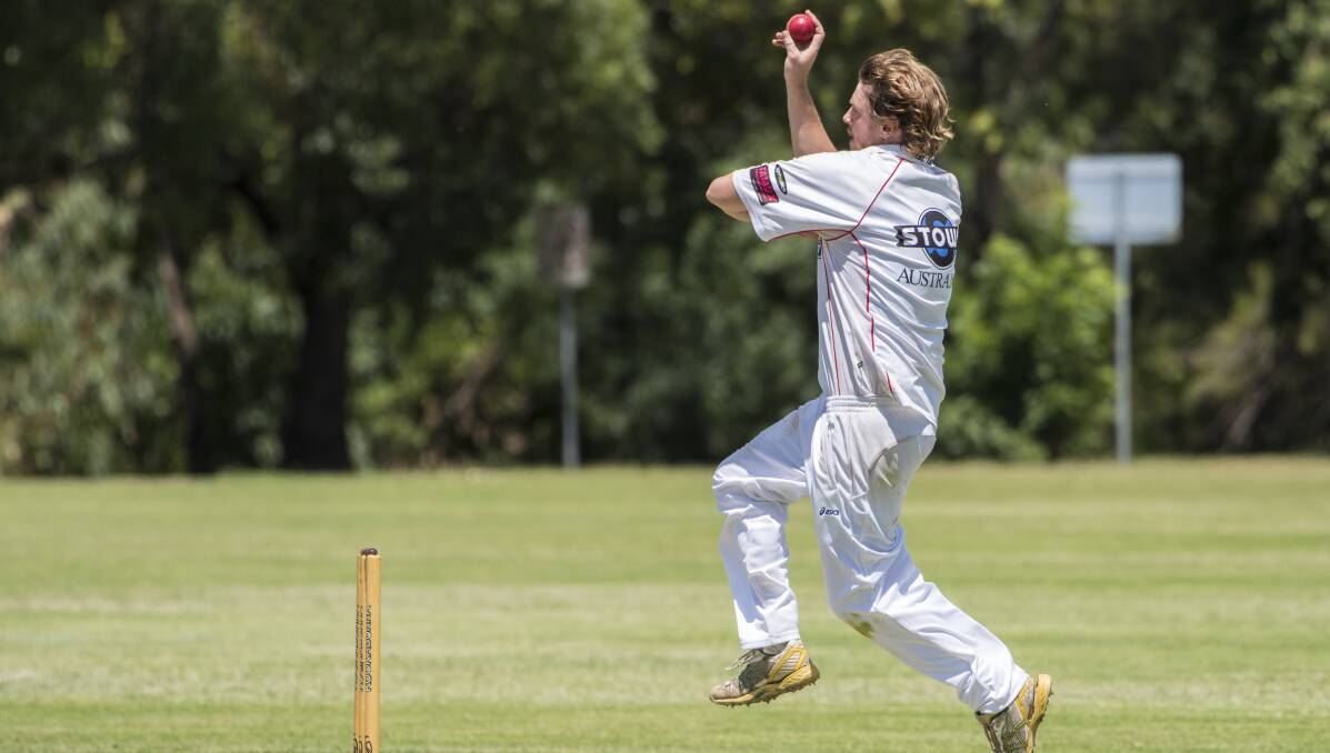 Ball in hand: Adam Greentree was his usual miserly self against North Tamworth on Saturday with his eight overs costing only five runs.