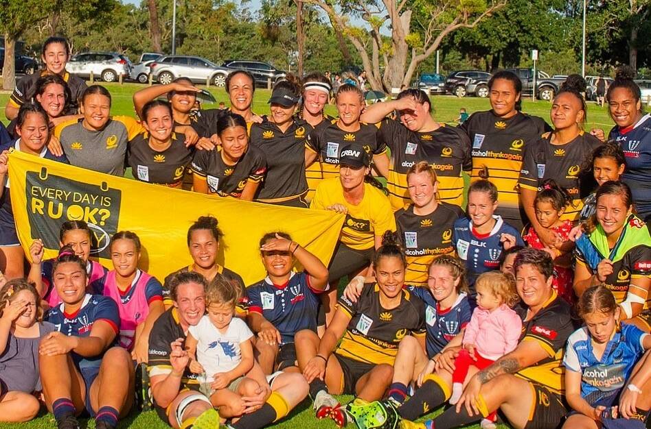 Getting better and better: Claudia Nielsen (back centre) said while it was a tough Super W campaign for her Rugby WA side the competition itself was awesome.