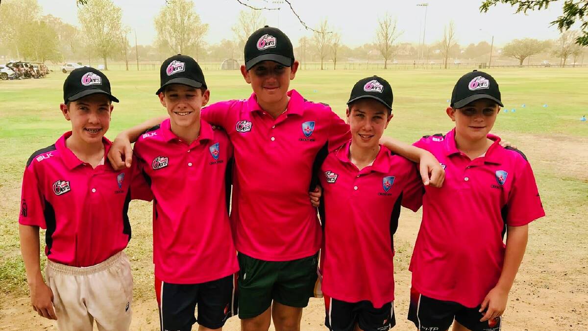 Country pride: Central North's Charlie Walker, Oscar Walker, Sid Harvey, Logan Spinks and Harry Lewington's Country Sixers Northern side made it to the final of the under-14s competition at this week's State Challenge in Dubbo. 