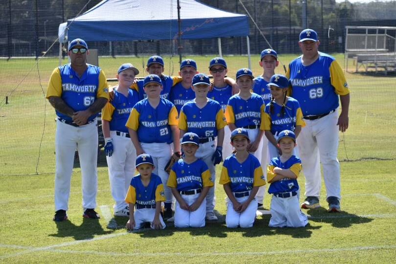 The Tamworth blue and yellow made a return to the NSW Country Baseball Junior Championships mound at Coffs Harbour on the weekend. Picture Tamworth Baseball Inc.