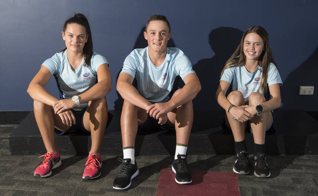 Terrific trio: (L-R) Emma Klasen, Mitch Henderson and Lacie Quigley have returned from the nationals with medals. Photo: Peter Hardin