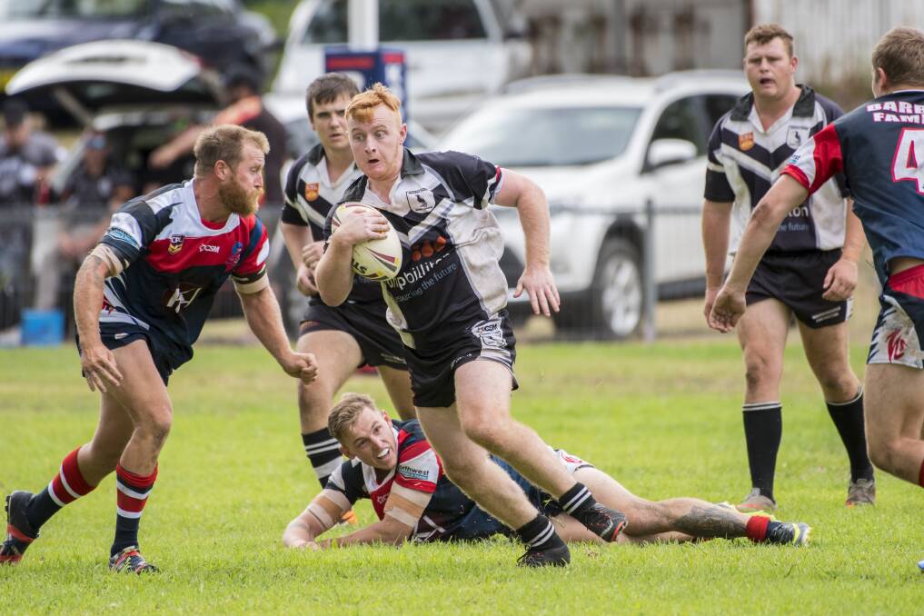 Attacking burst: Werris Creek's Zac Leonard weaves his way through the Kootingal defence during the recent Pepperell Shield final. Photo: Peter Hardin 040317PHB335