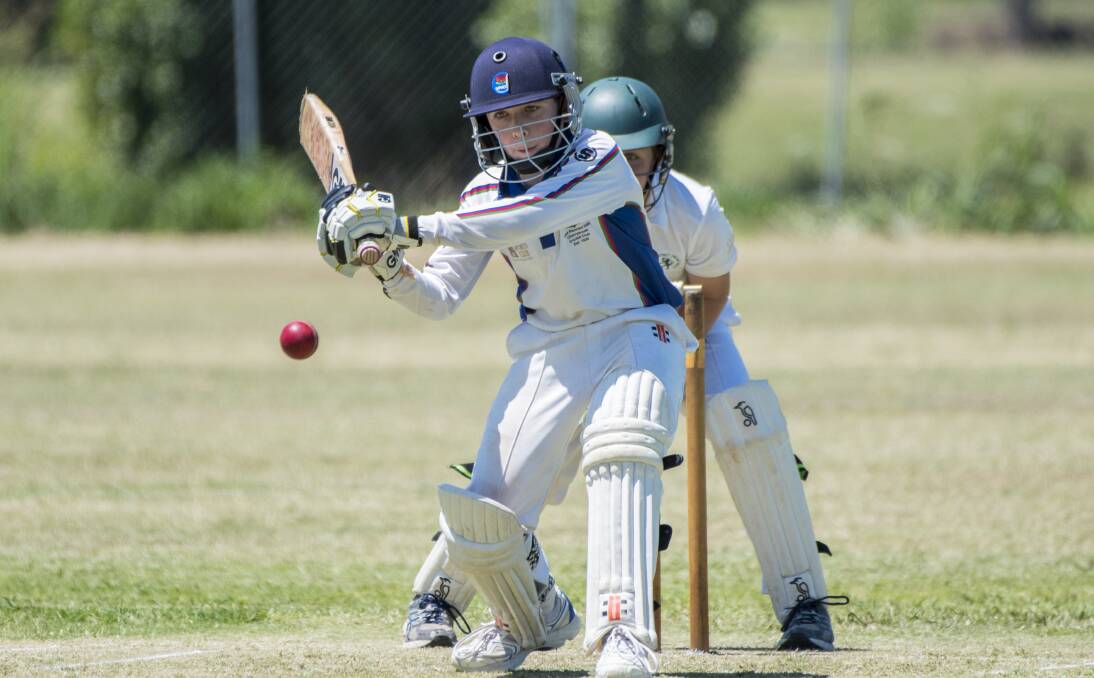 Study in concentration: West Pennant Hills/Cherrybrook batsman Jude Boyle looks to pull this short ball against Armidale. Photo: Peter Hardin