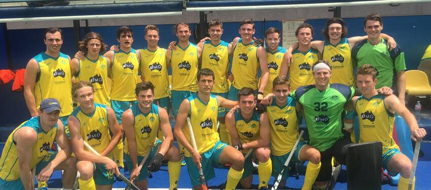 The Australian under-21s side containing Tamworth's Ehren Hazell (front far right) finished fourth at the 8 Nations tournament played in Madrid.