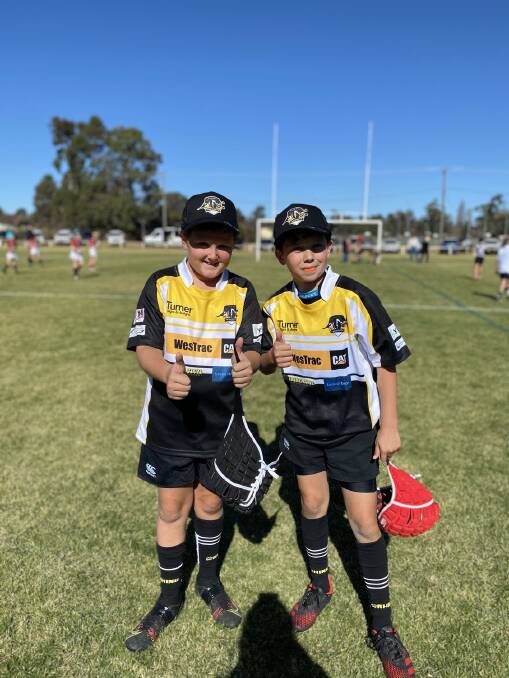 Thumbs up: Under-10s players Corbin Newsome and Levi Stolker