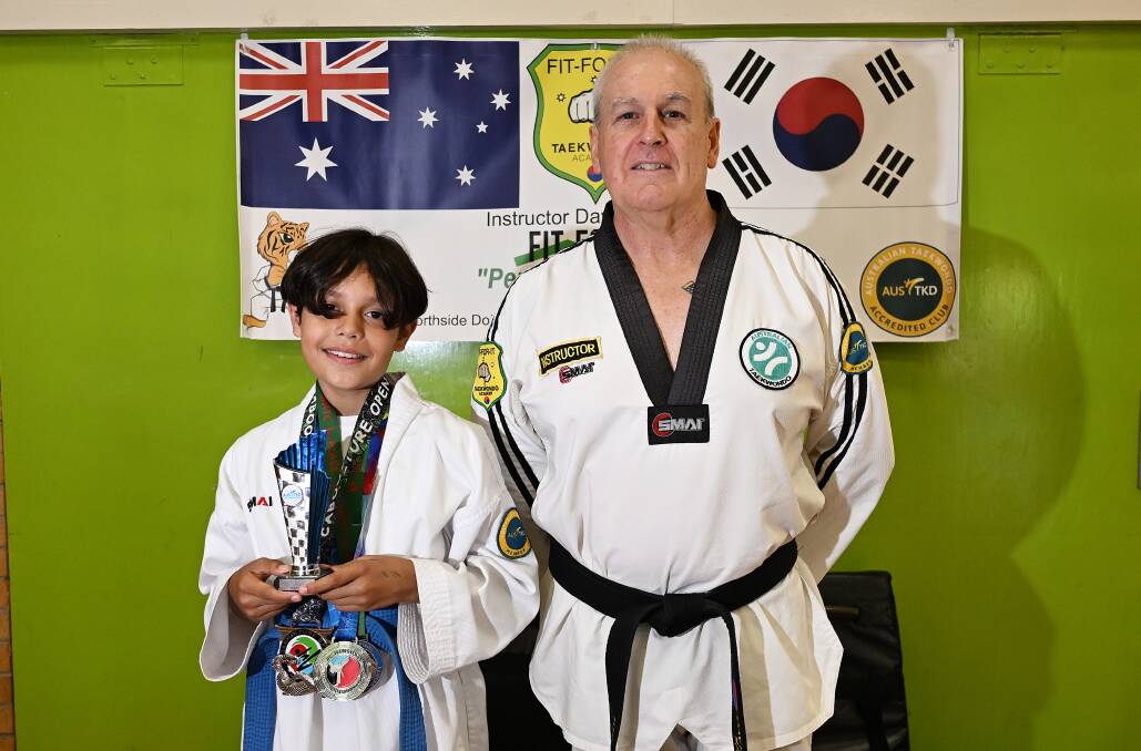 Mirridhi Knox, pictured here with her Fit-For-It Taekwondo Academy instructor David Jackson, will head to her final competition for the year this weekend. Picture by Gareth Gardner