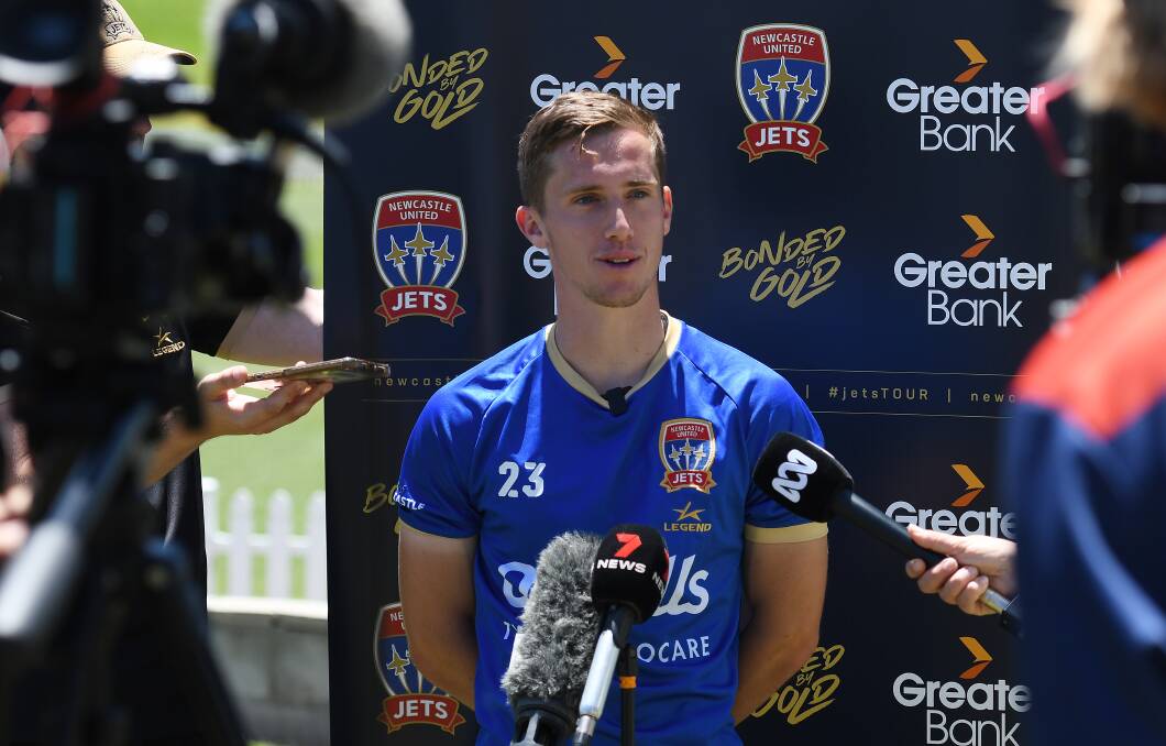 Newcastle Jets midfielder Rory Jordan is enjoying his first visit to Tamworth. Picture by Gareth Gardner