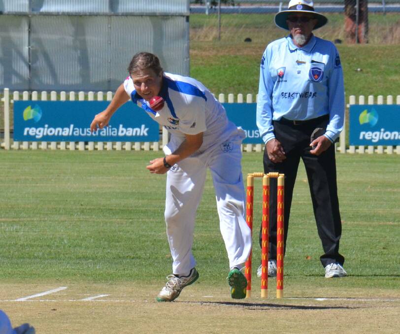 Hard toil: Ryan O'Neill struck twice in his sixth over on his way to figures of 3-41 in Narrabri's final round War Veterans Cup clash with Armidale on Sunday.
