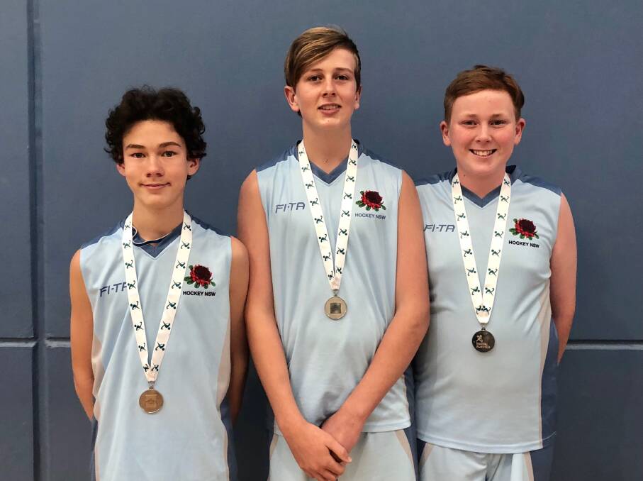 Silver lining: (L-R) Ben O'Connor, Sam Griffith and Elliot Clarke helped the NSW Lions under-13s win silver at the indoor nationals.