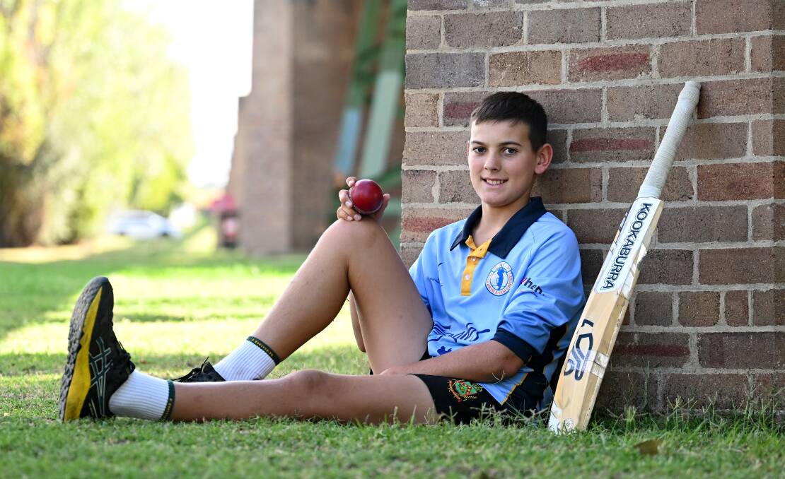 Levi Morgan played a big part in the Tamworth Blue under 13s securing hosting rights for Sunday's George Denton Shield final, scoring an unbeaten 98 and taking two wickets in their final round clash against Coalfields. Picture by Gareth Gardner